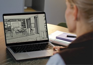 tekening ontwerp zitkamer gemaakt door koldeweij interiors